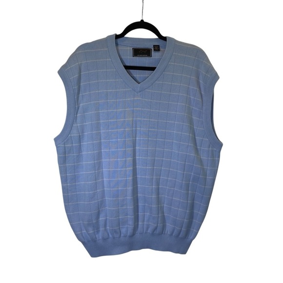 GREG NORMAN Collection Men's Size XL Blue white Sweater Vest Golf Sportswear - Picture 2 of 5